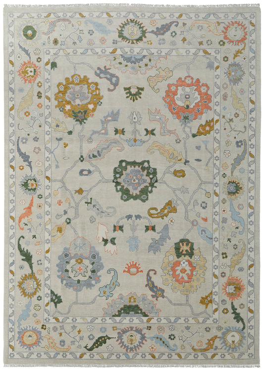 Karina Transitional/Craftsman/Casual Ivory/Gold/Green Area Rug