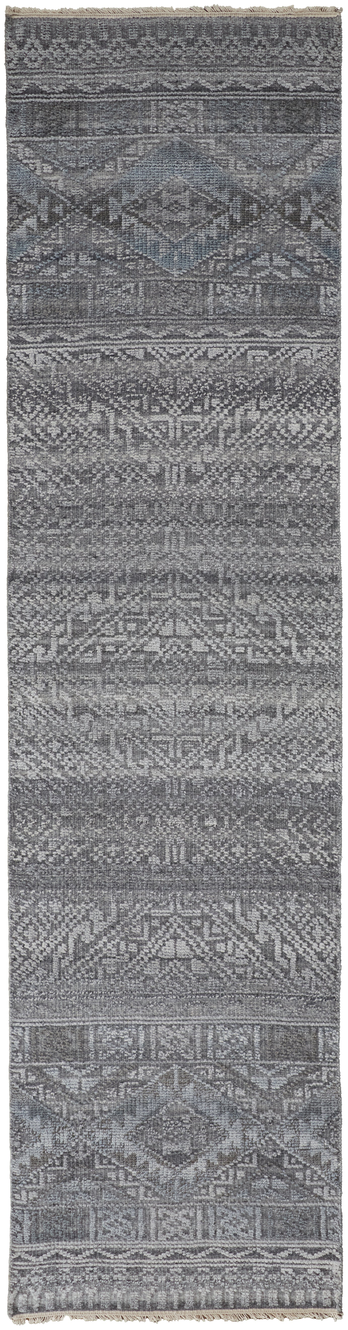 Payton Transitional/Farmhouse/Scandinavian Diamond/Trellis & Lattice Gray/Ivory/Blue - Feizy Rug