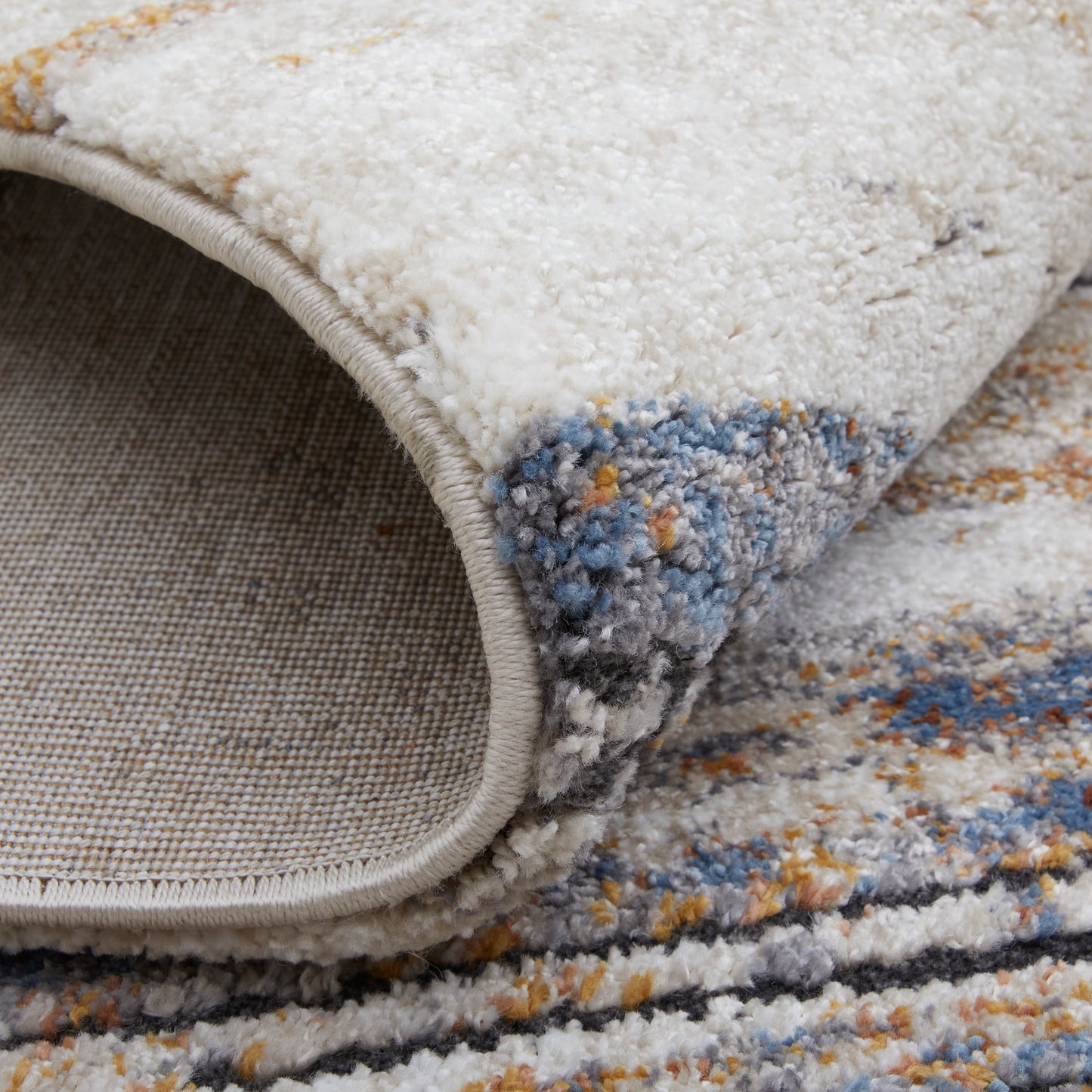Gilmore Modern/Global Stripes Ivory/Orange/Gray - Feizy Rug