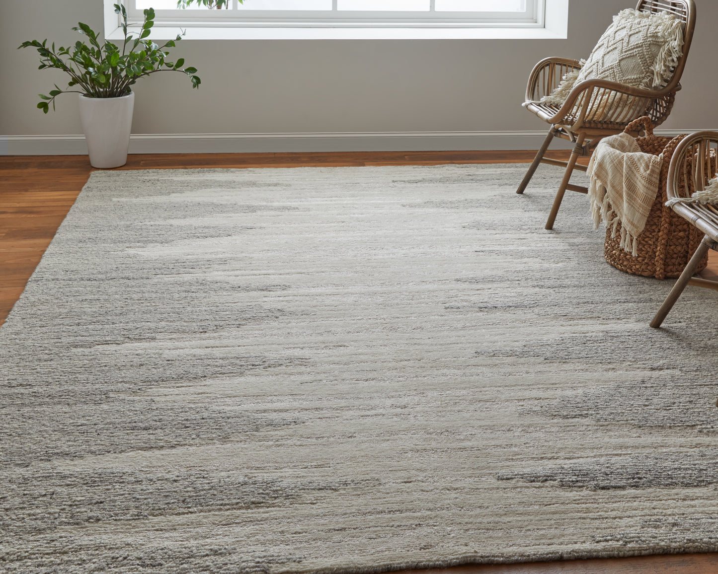 Navaro Modern/Casual/Industrial Gradient & Ombre/Abstract Ivory/Tan - Feizy Rug