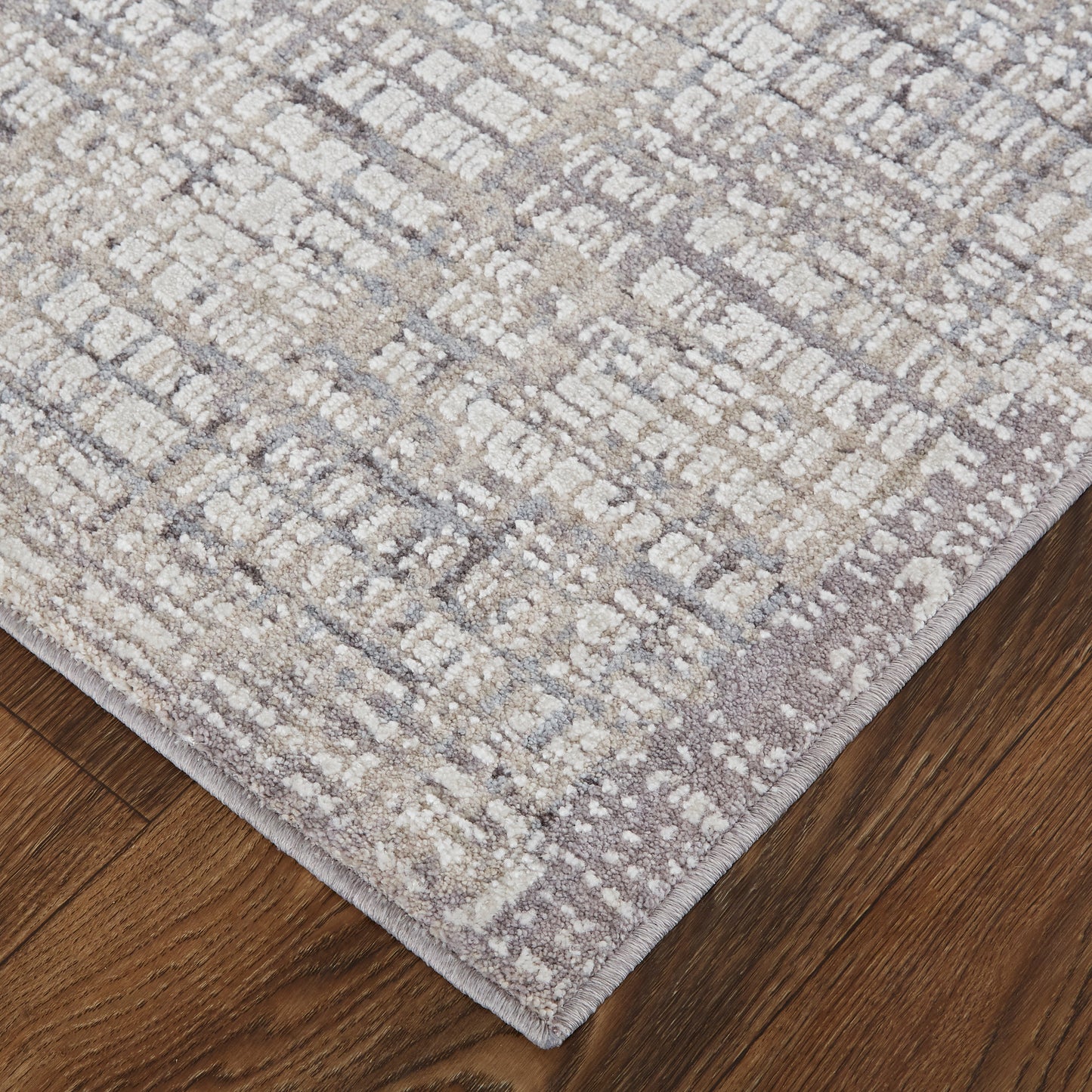 Lennon Transitional/Casual/Industrial Abstract/Distressed Taupe/Ivory - Feizy Rug