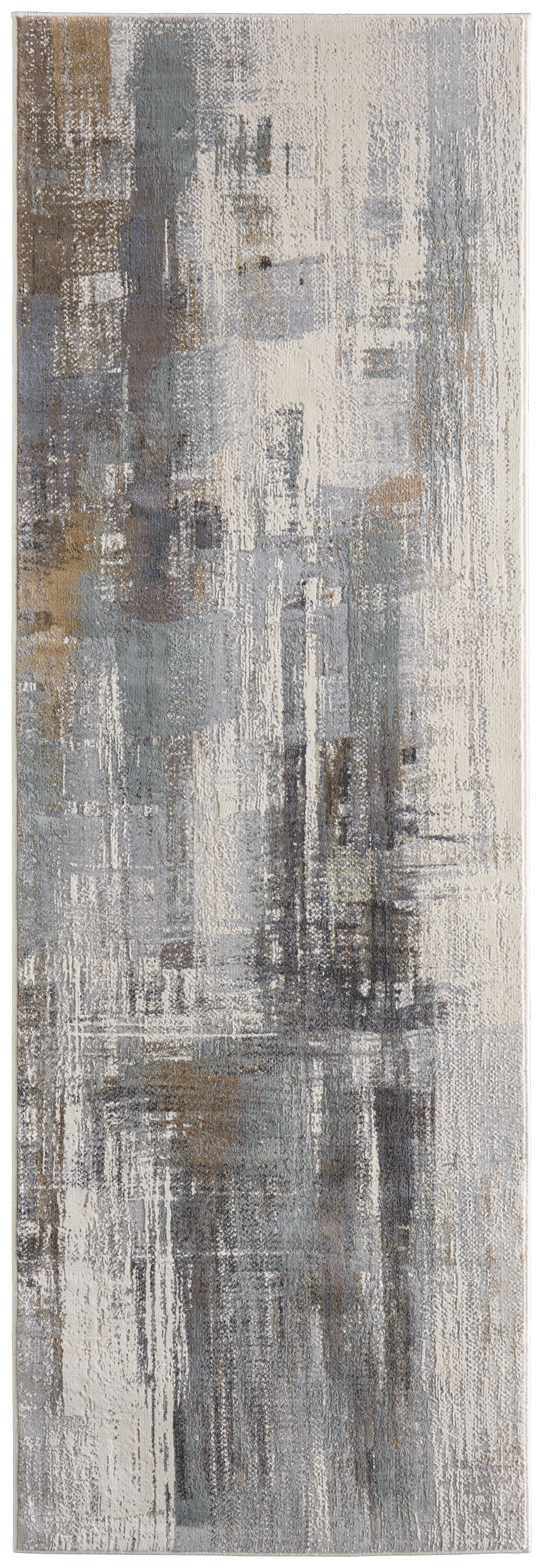 Clio Modern/Industrial/Bohemian & Eclectic Abstract Ivory/Gray/Brown - Feizy Rug