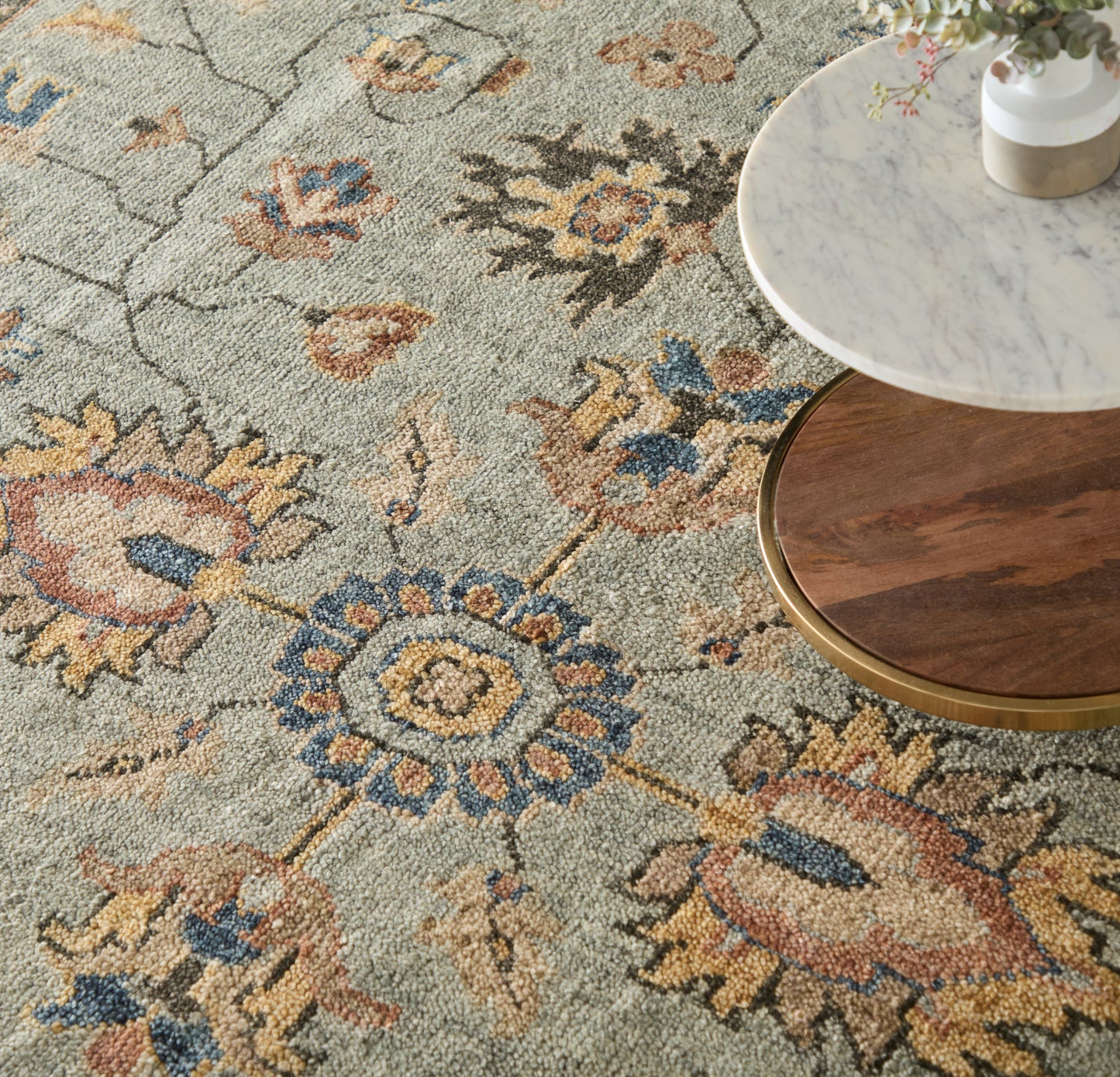 Carrington Traditional/Vintage/Classic Oriental/Bordered Gray/Gold/Red - Feizy Rug