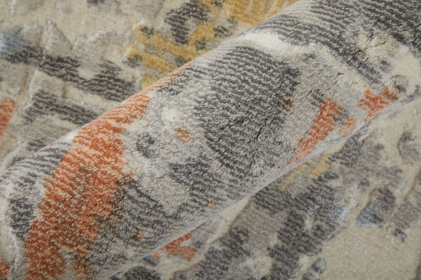 Braden Modern/Industrial/Casual Abstract/Watercolor Gray/Orange/Tan - Feizy Rug