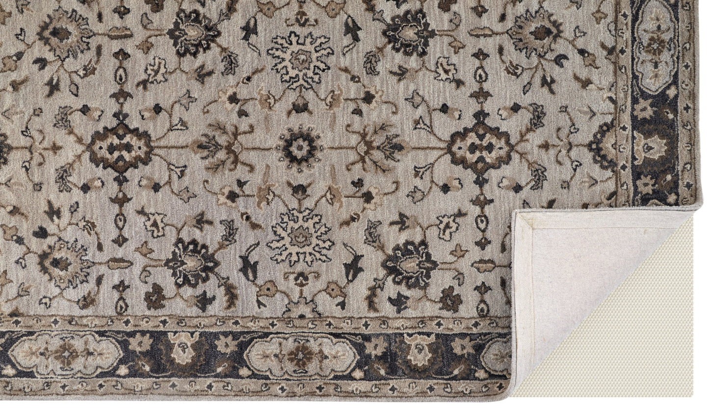 Eaton Traditional/Classic/Persian Oriental/Persian/Bordered Gray/Ivory/Taupe - Feizy Rug