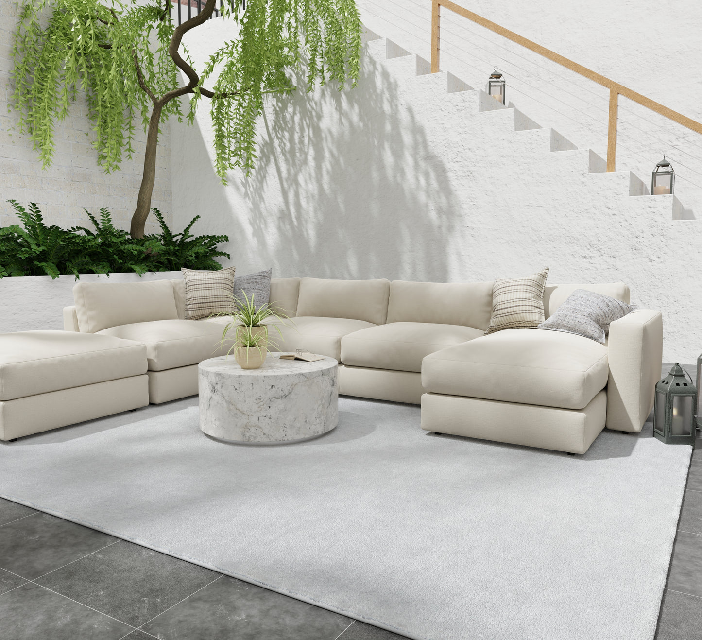Finley Modern/Casual Solid/Distressed White - Feizy Rug
