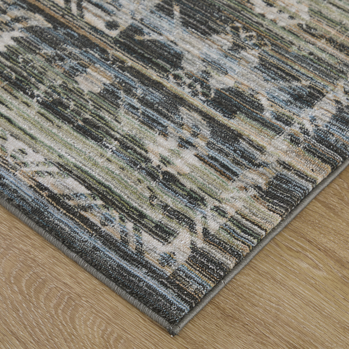 Augustine Traditional/Classic/Vintage Medallion/Bordered/Distressed Green/Blue/Ivory - Feizy Rug
