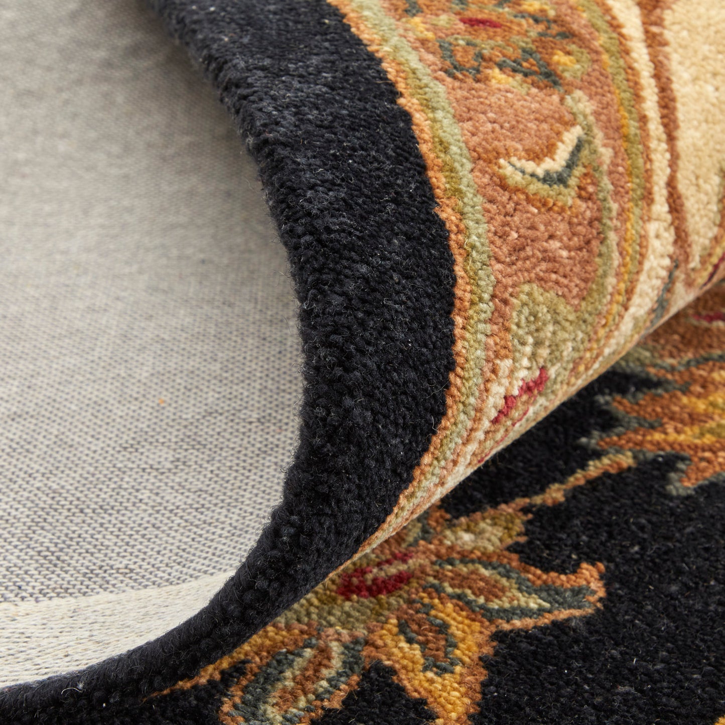 Wagner Traditional/Classic/Vintage Oriental/Persian/Bordered Black/Gold/Tan - Feizy Rug