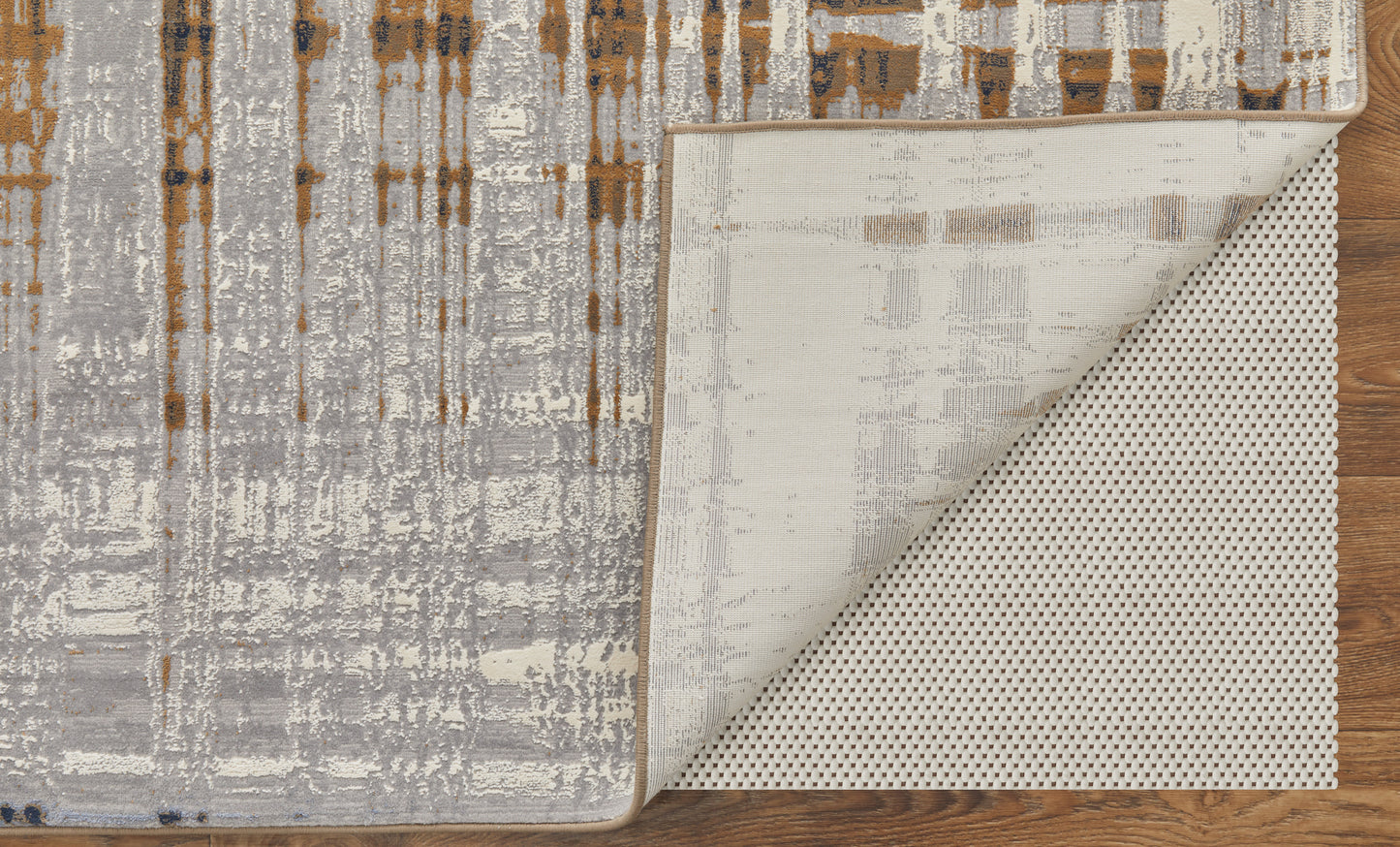 Clio Modern/Industrial/Casual Blue/Orange/Gray Accent Rug