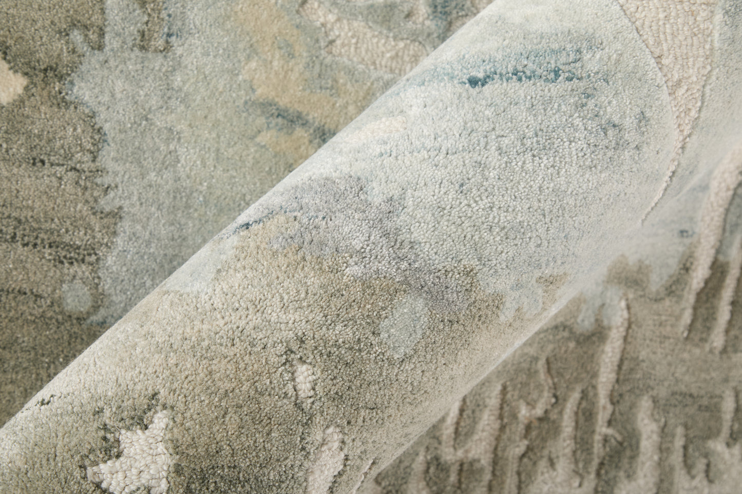 Kendall Modern/Bohemian & Eclectic Abstract/Watercolor Ivory/Blue/Gray - Feizy Rug
