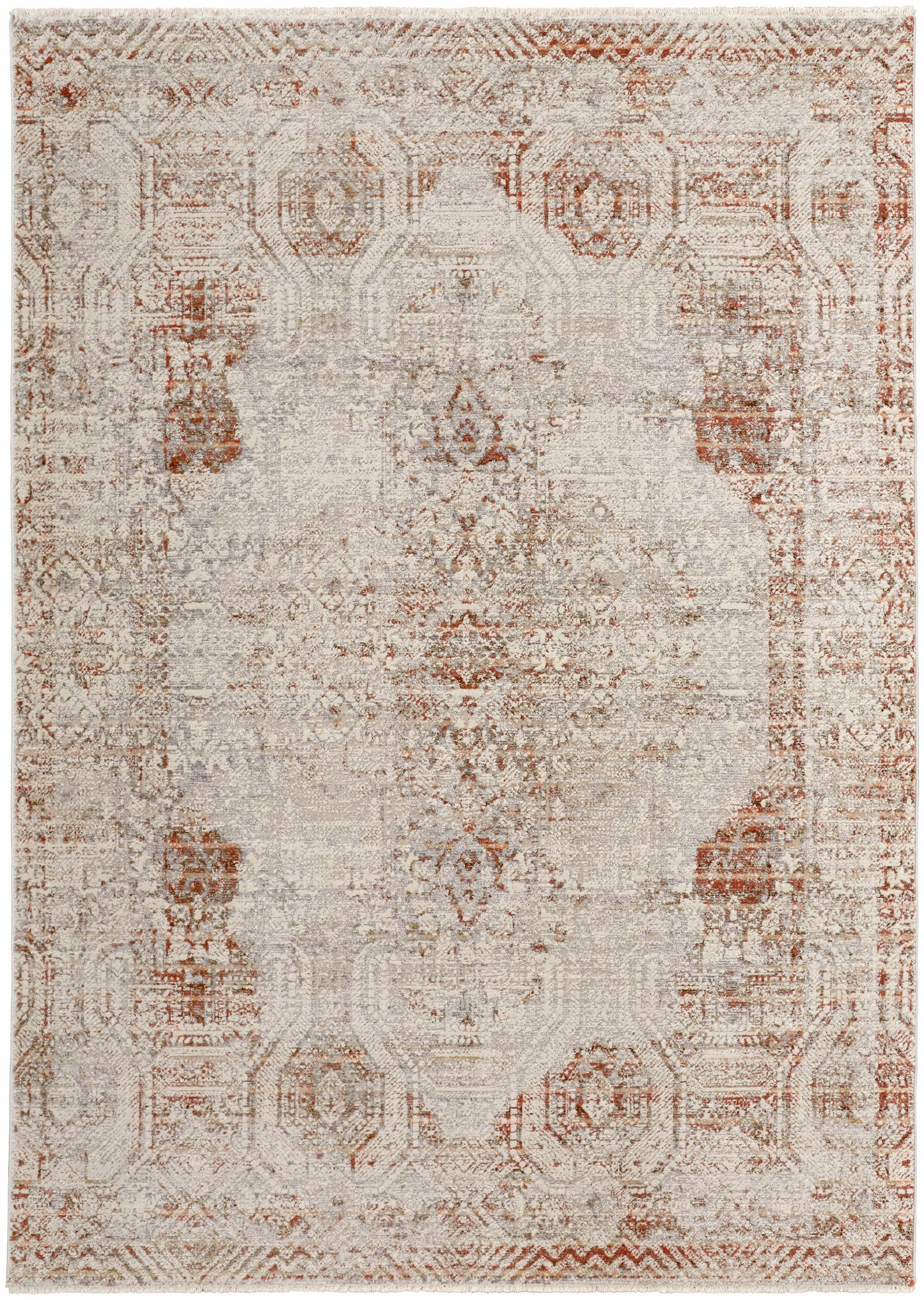 Kaia Transitional/Casual/Vintage Distressed/Medallion/Persian Tan/Ivory/Orange - Feizy Rug