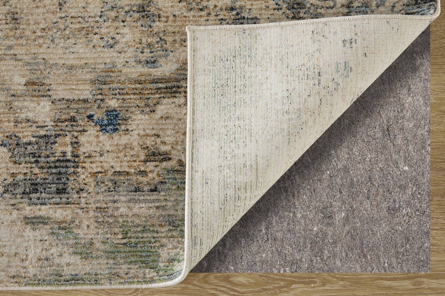 Sonora Modern/Industrial Abstract/Distressed Taupe/Ivory/Blue - Feizy Rug