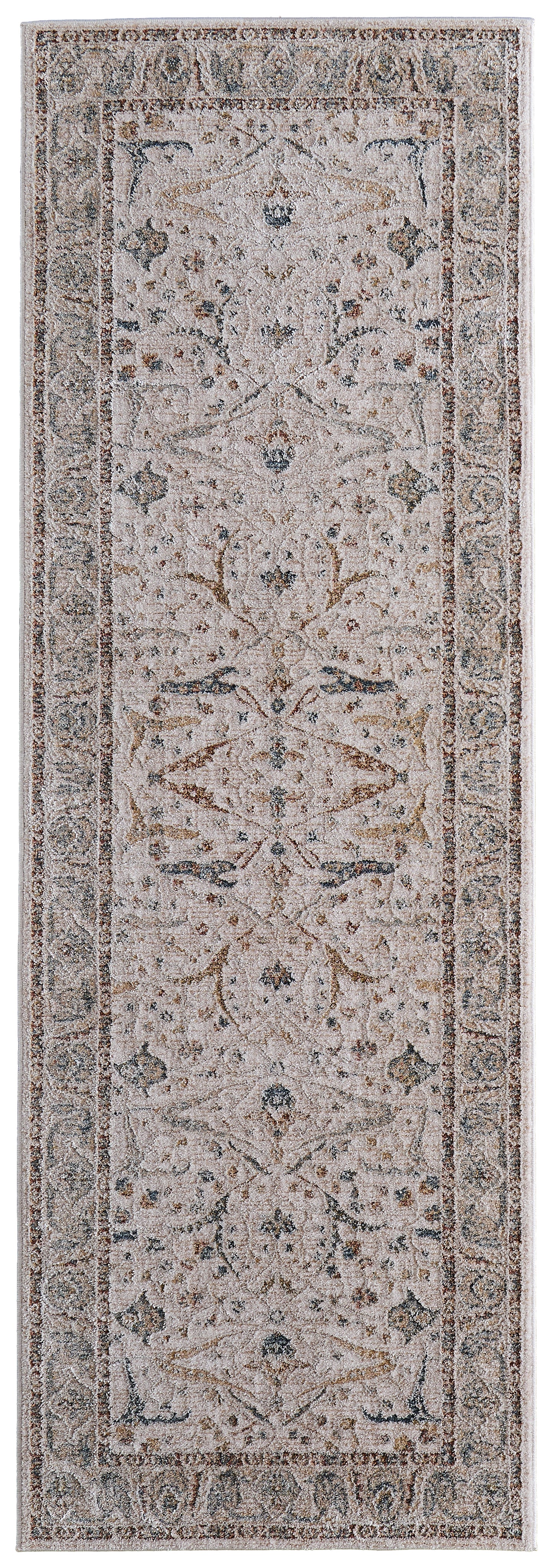 Pasha Transitional/Bohemian & Eclectic/Craftsman Ikat/Distressed/Bordered Ivory/Blue/Red - Feizy Rug