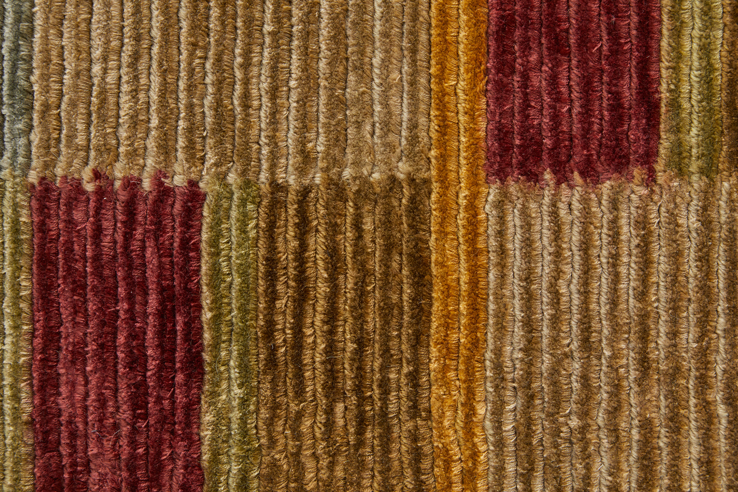 Keystone Transitional/Casual/Mid-Century Modern Stripes/Checkered/Geometric Gold/Green/Red - Feizy Rug