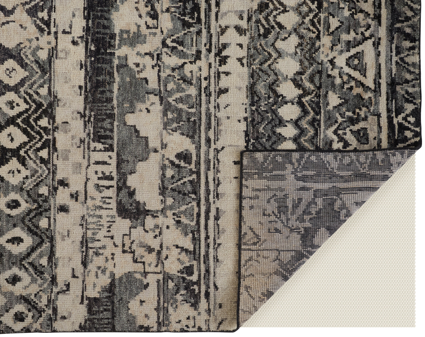 Palomar Transitional/Farmhouse/Bohemian & Eclectic Geometric/Diamond Ivory/Gray/Black - Feizy Rug