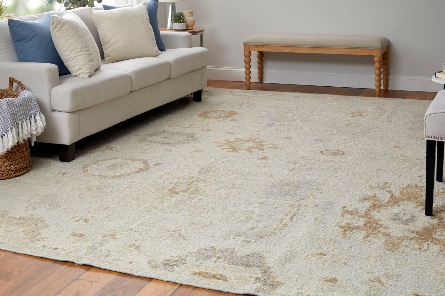 Grafton Transitional/Craftsman/Bohemian & Eclectic Floral & Botanical Tan/Ivory/Orange - Feizy Rug