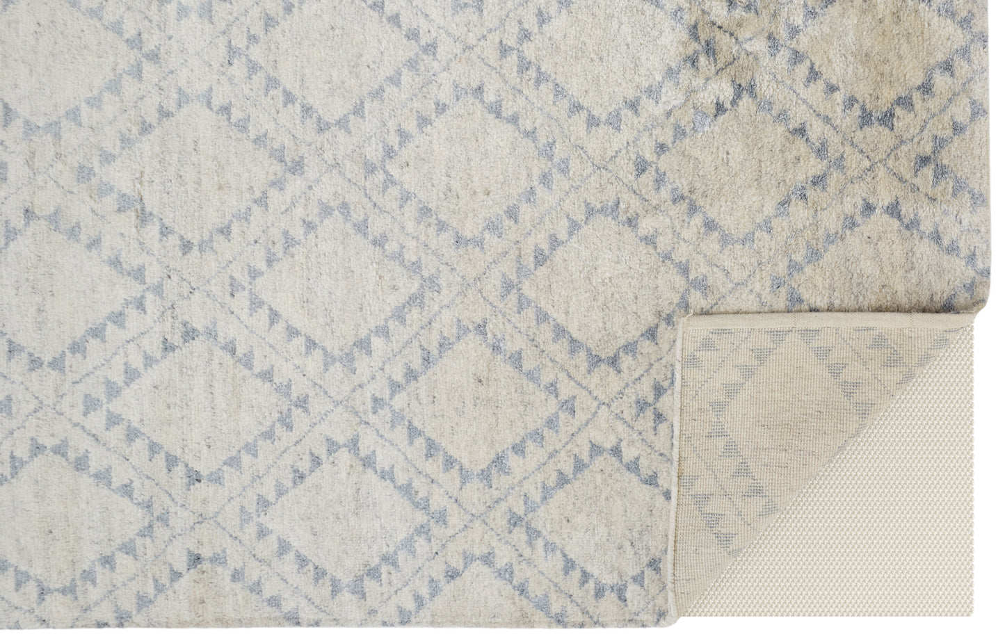 Abytha Transitional/Global/Farmhouse Diamond/Geometric/Distressed Gray/Blue/Ivory - Feizy Rug