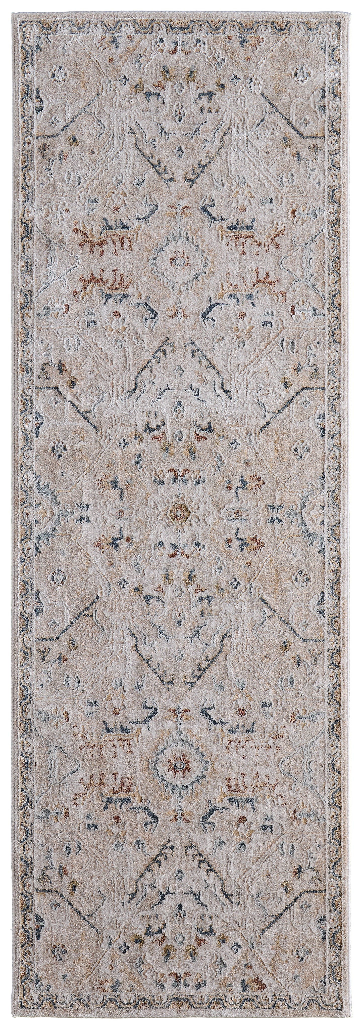 Pasha Transitional/Bohemian & Eclectic/Global Distressed/Geometric/Floral & Botanical Taupe/Ivory/Blue - Feizy Rug