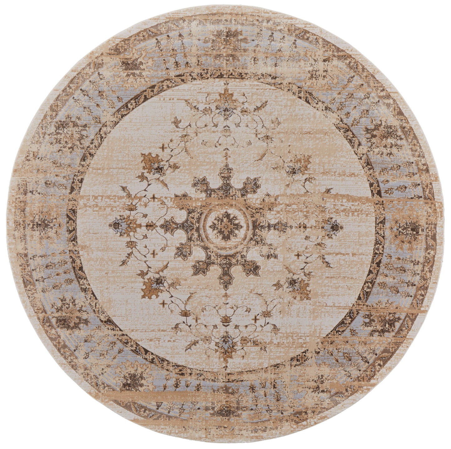 Celene Traditional/French & Victorian/Vintage Bordered/Medallion/Distressed Tan/Brown/Gray - Feizy Rug