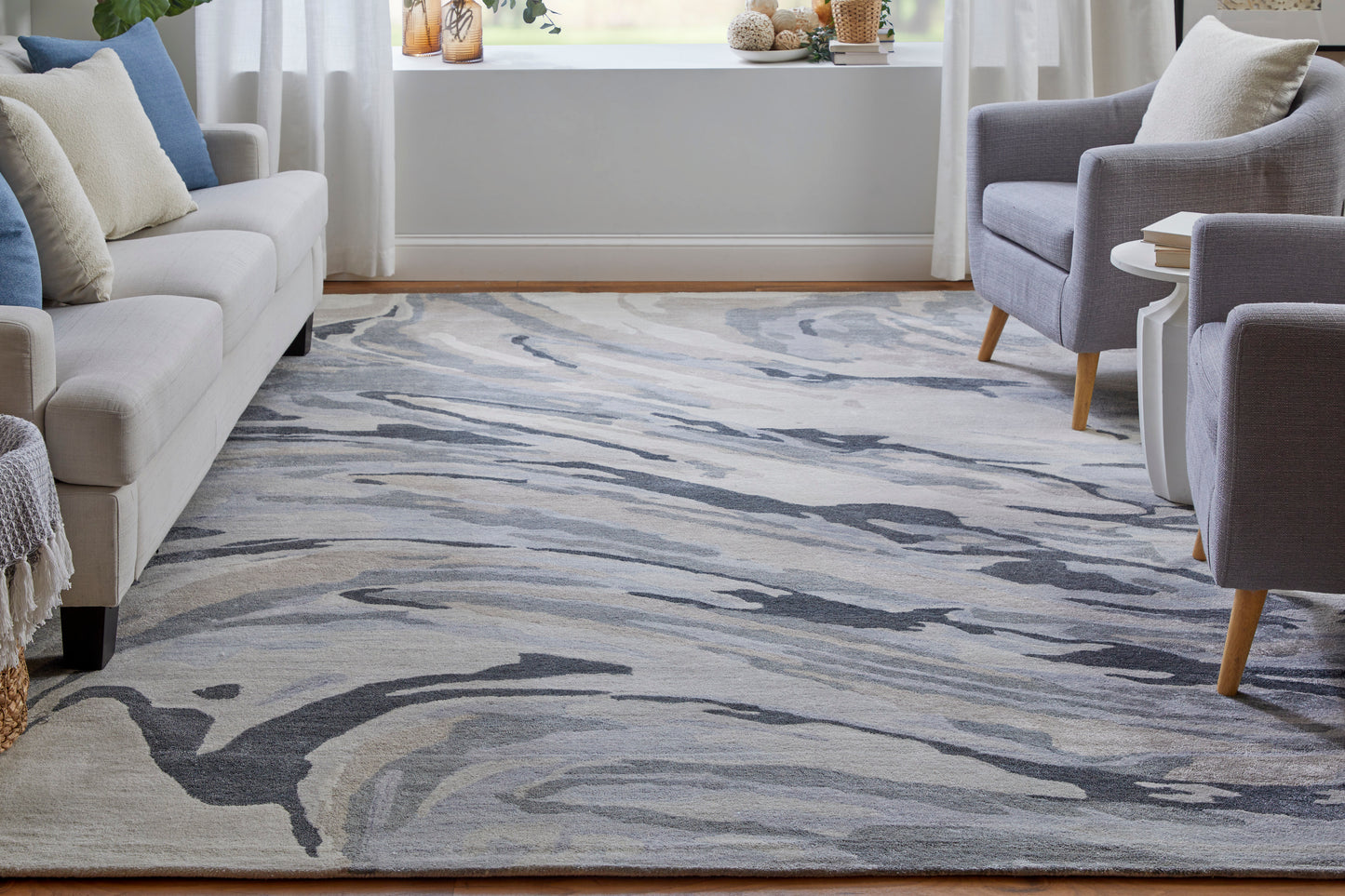 Dryden Transitional/Industrial/Casual Abstract/Watercolor Blue/Gray/Taupe - Feizy Rug