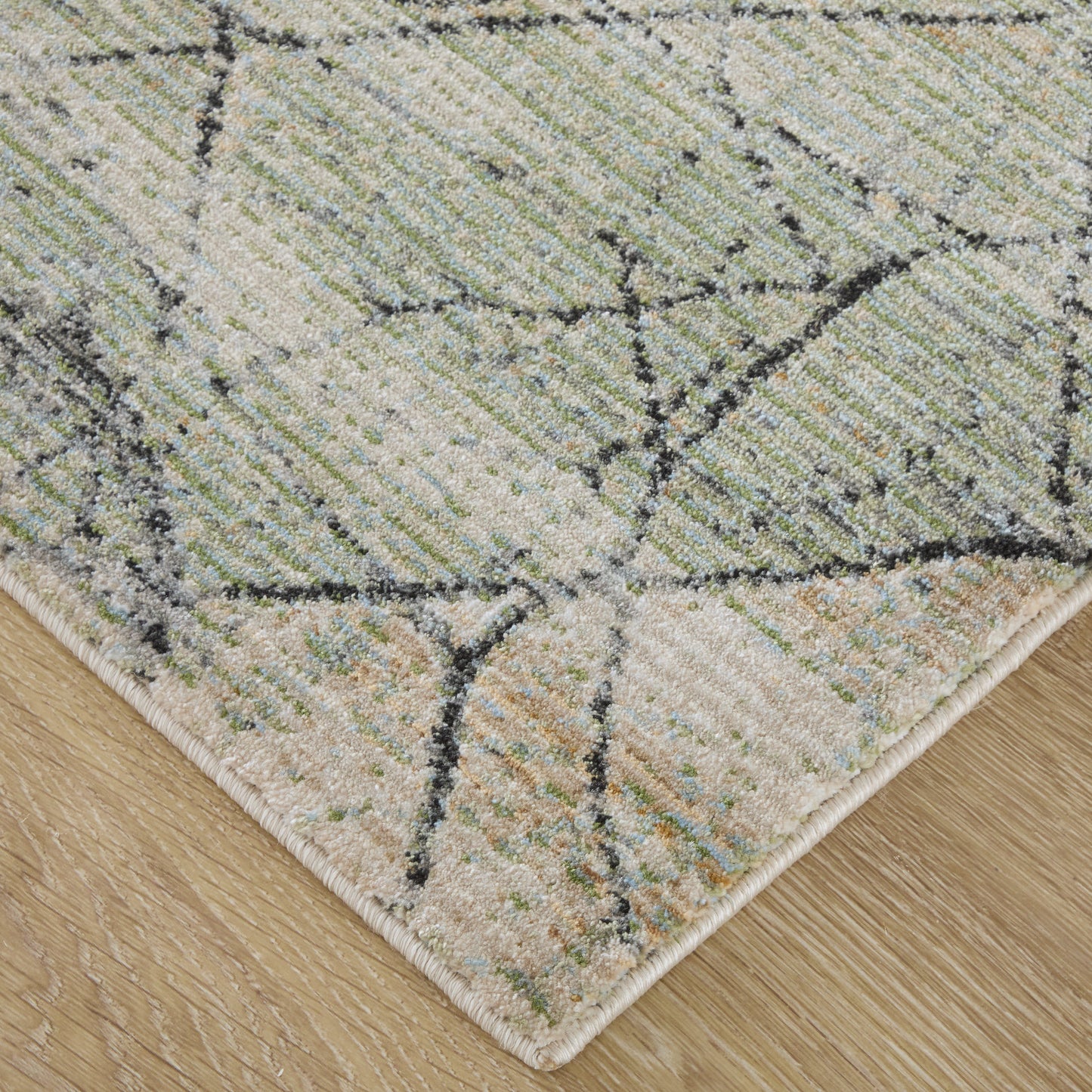 Sonora Modern/Industrial Abstract/Distressed/Floral & Botanical Green/Tan/Ivory - Feizy Rug