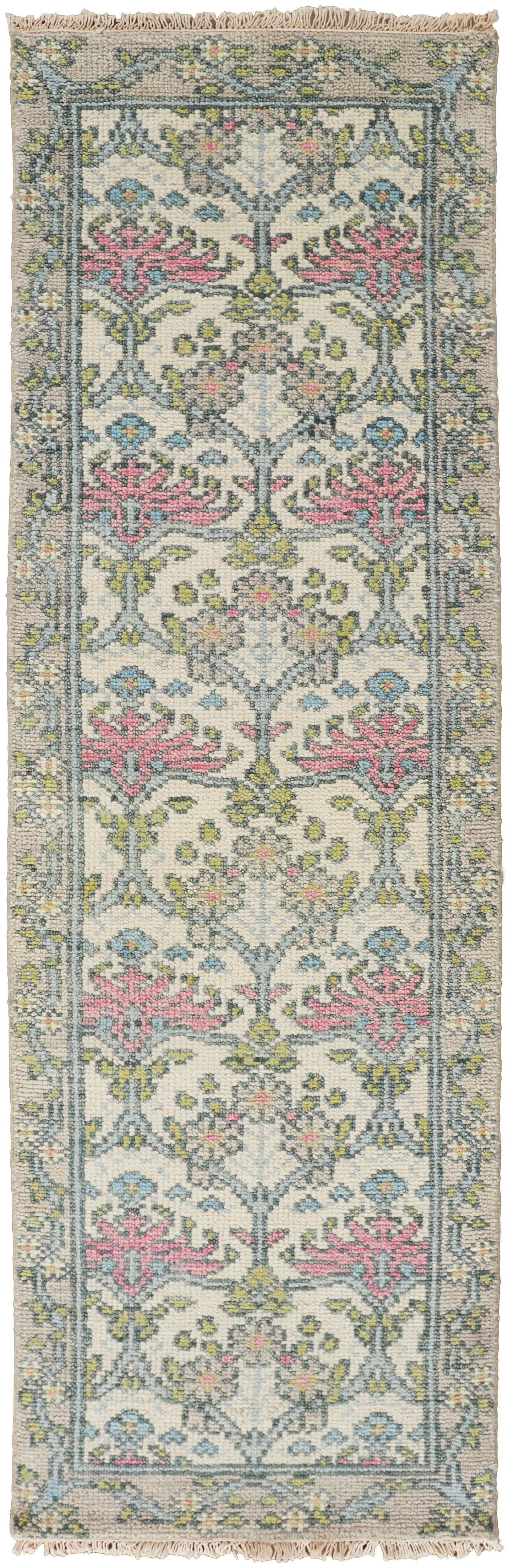 Beall Traditional/Classic/Vintage Floral & Botanical Ivory/Pink/Green - Feizy Rug