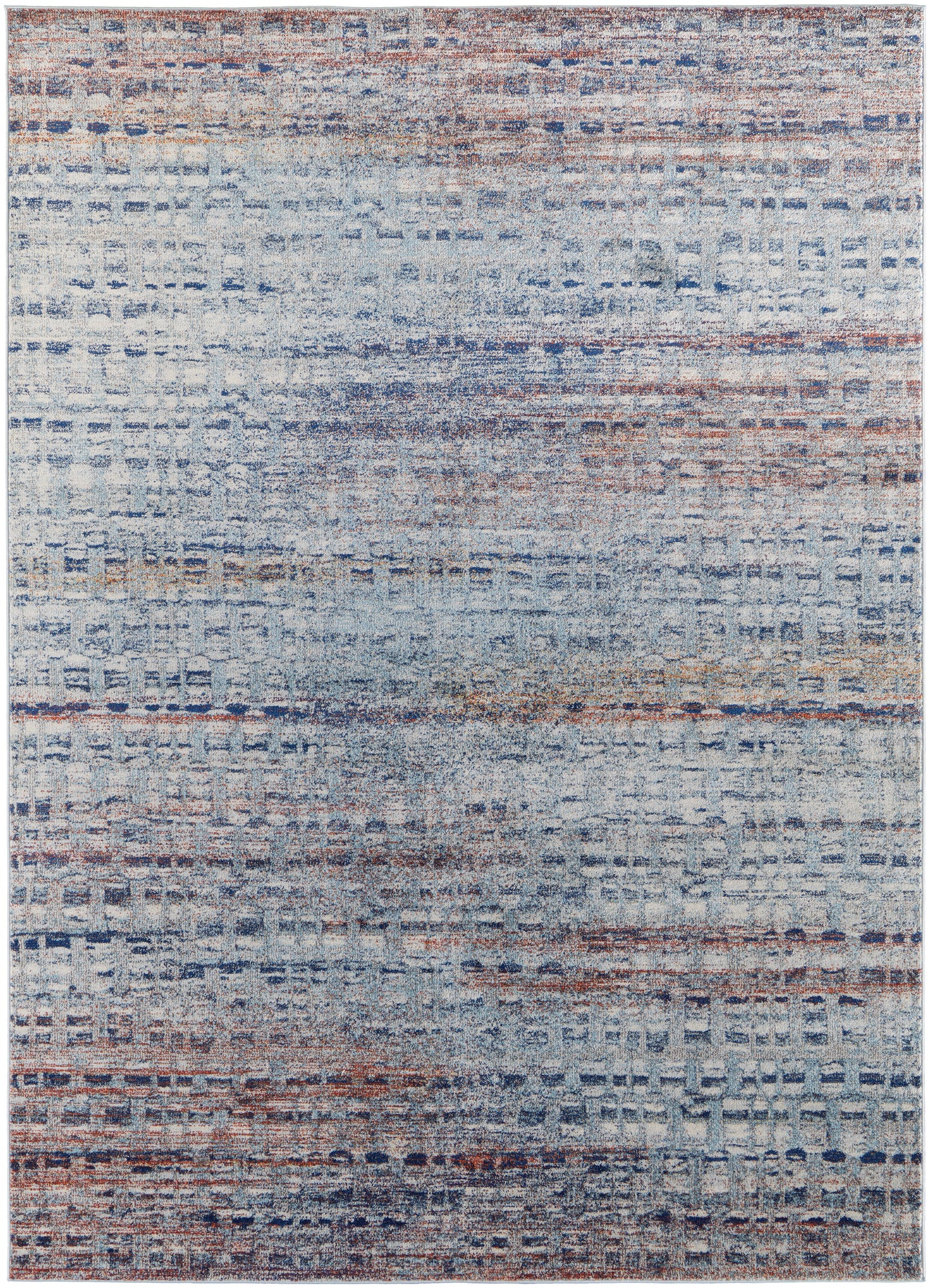 Edgemont Modern/Casual Abstract/Geometric Blue/Ivory/Orange - Feizy Rug