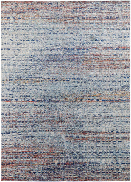 Edgemont Modern/Casual Abstract/Geometric Blue/Ivory/Orange - Feizy Rug