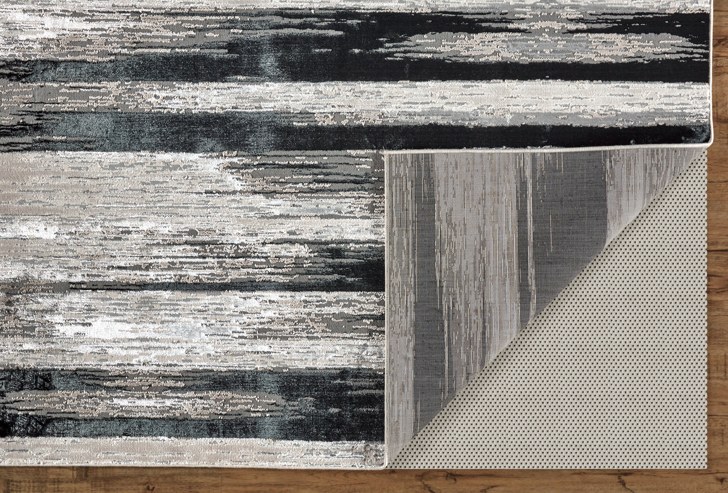 Micah Modern/Industrial Black/Silver/Gray Accent Rug