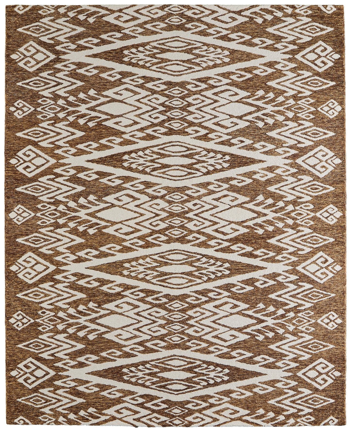 Wallace Transitional/Bohemian & Eclectic/Global Medallion/Diamond Brown/White - Feizy Rug