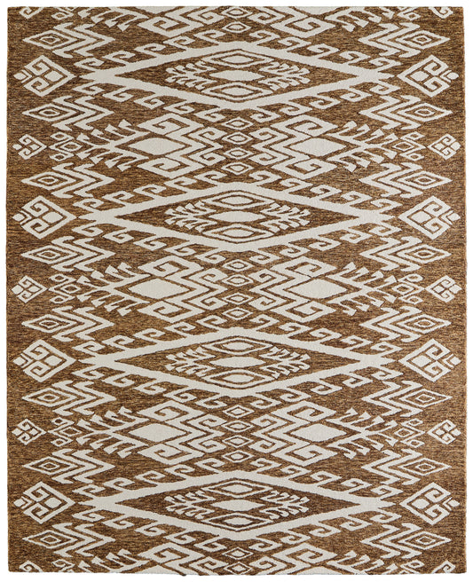 Wallace Transitional/Bohemian & Eclectic/Global Medallion/Diamond Brown/White - Feizy Rug