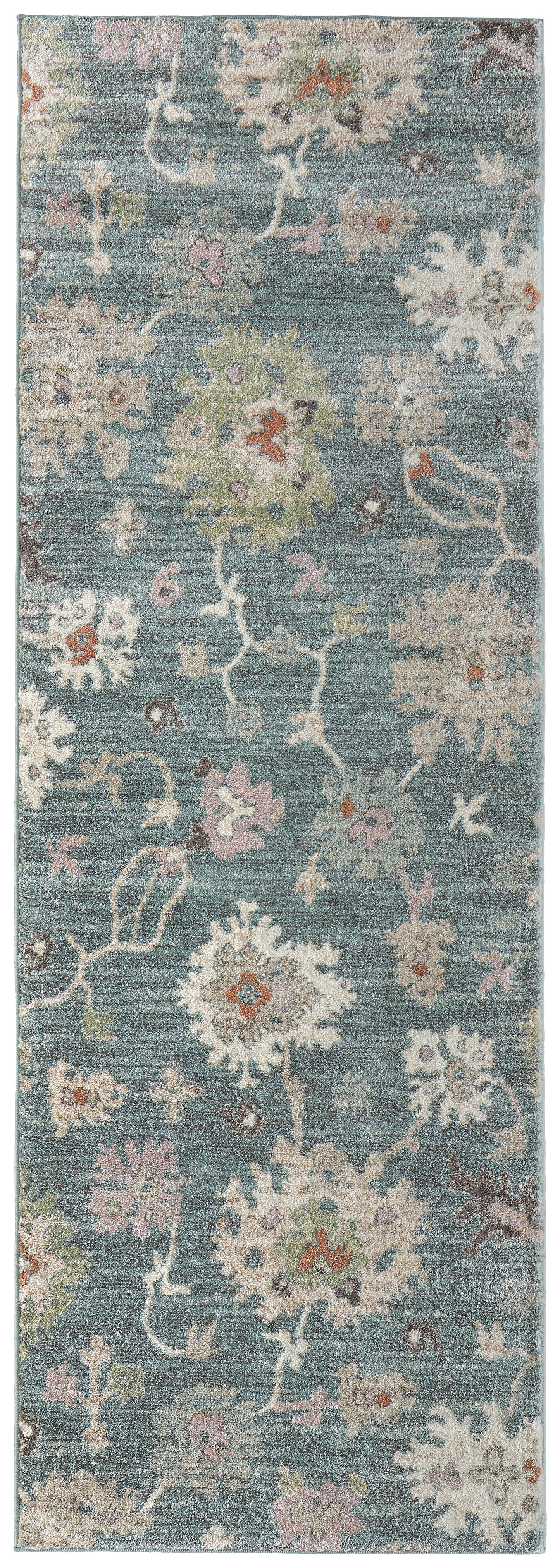 Dartmouth Transitional/Bohemian & Eclectic Abstract/Floral & Botanical/Distressed Blue/Ivory/Pink - Feizy Rug