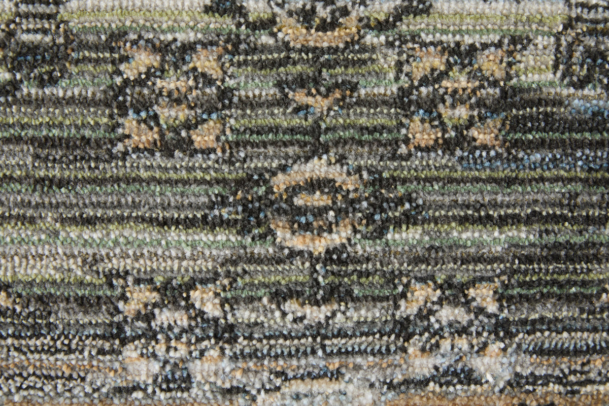 Augustine Traditional/Classic/Vintage Medallion/Bordered/Distressed Green/Ivory/Black - Feizy Rug