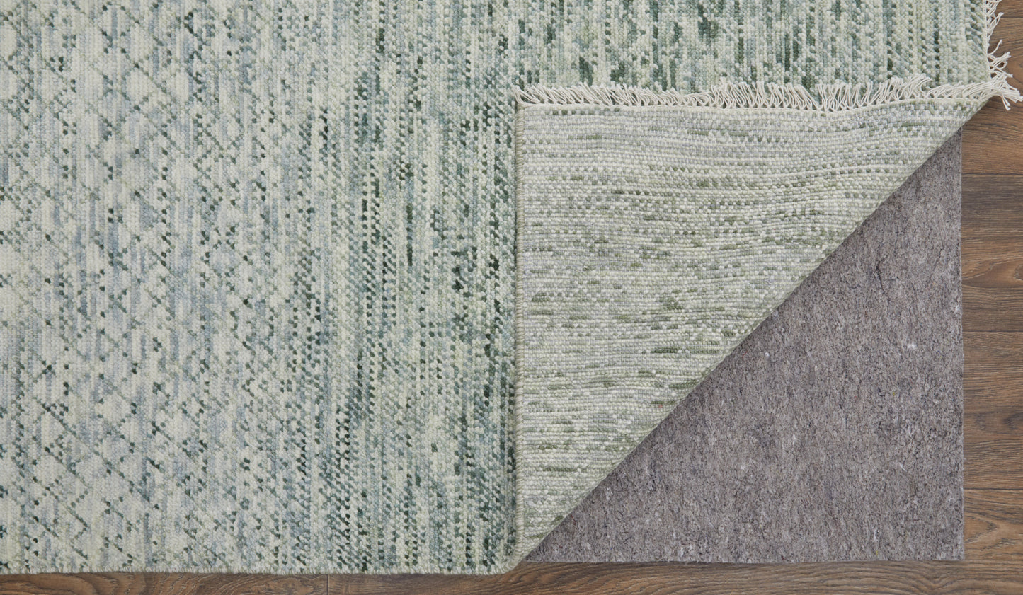 Branson Transitional/Casual/Scandinavian Solid/Geometric Green/Ivory - Feizy Rug