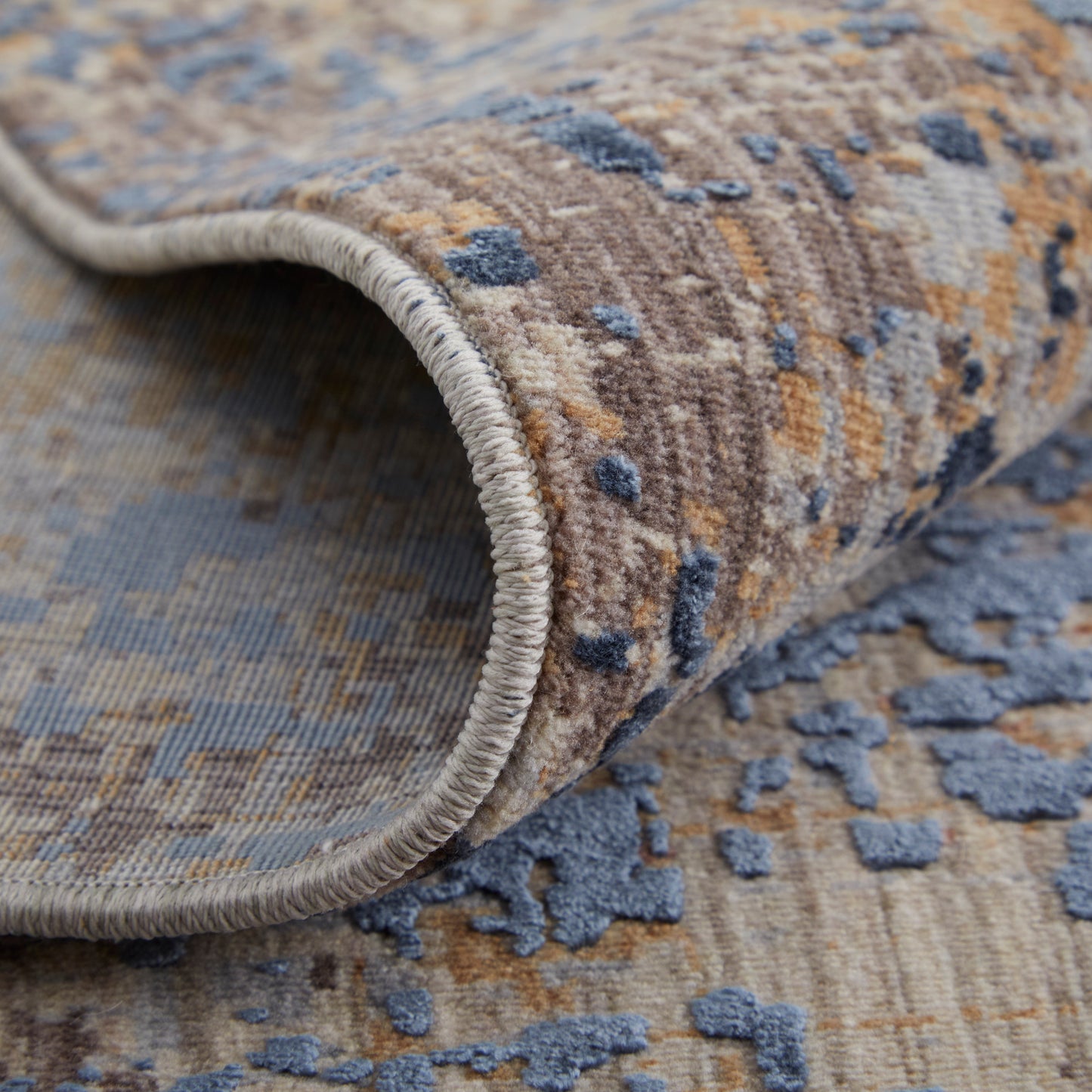 Pryor Modern/Casual/Bohemian & Eclectic Blue/Tan/Brown Accent Rug  Feizy Rugs Small Parcel,Feizy Rugs,Pryor,Blue/Tan/Brown,2' x 3',Accent Rug,Polyester/Viscose,Modern/Casual/Bohemian & Eclectic,Turkey