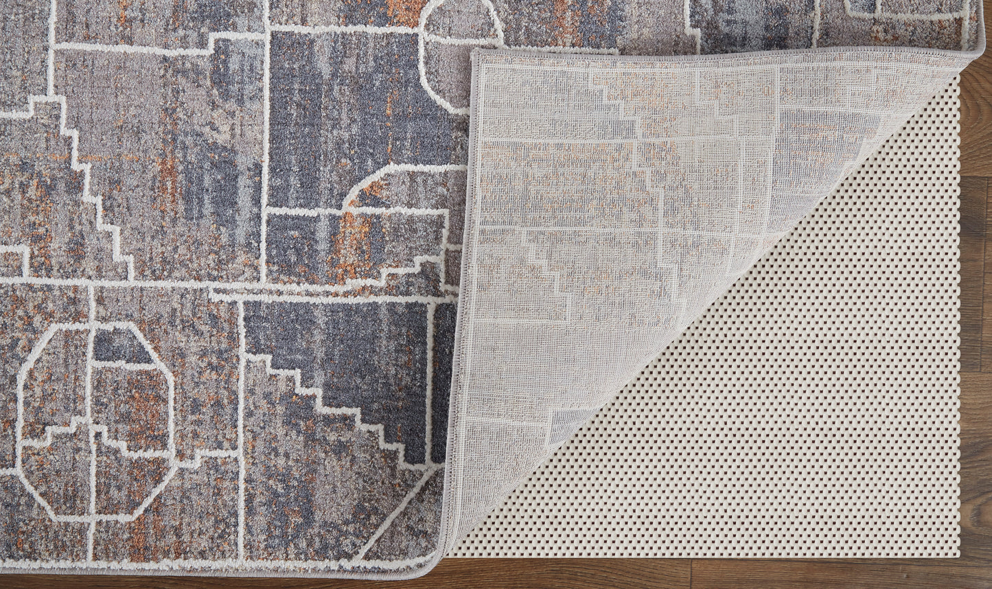 Francisco Transitional/Southwestern/Moroccan Abstract/Geometric Blue/Gray/Orange - Feizy Rug
