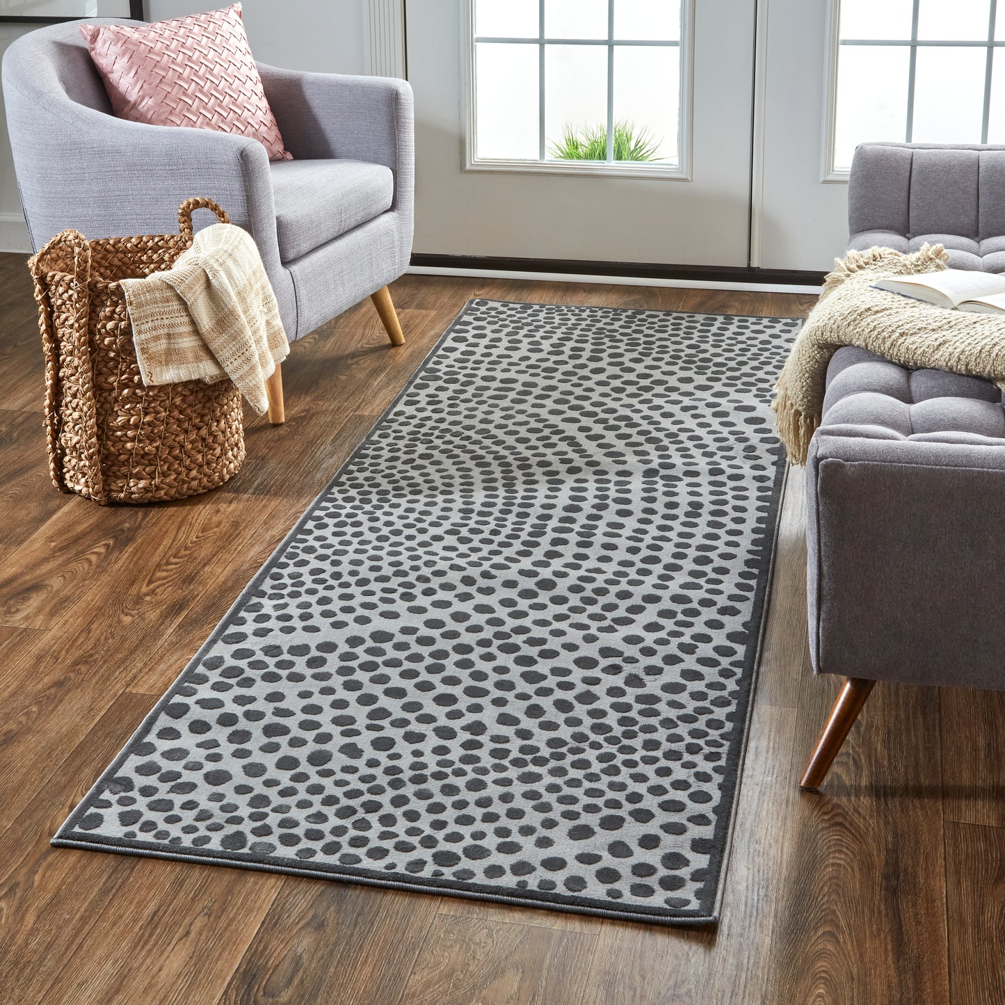 Gaspar Modern/Casual/Industrial Polka Dots/Gradient & Ombre Gray/Silver/Ivory - Feizy Rug