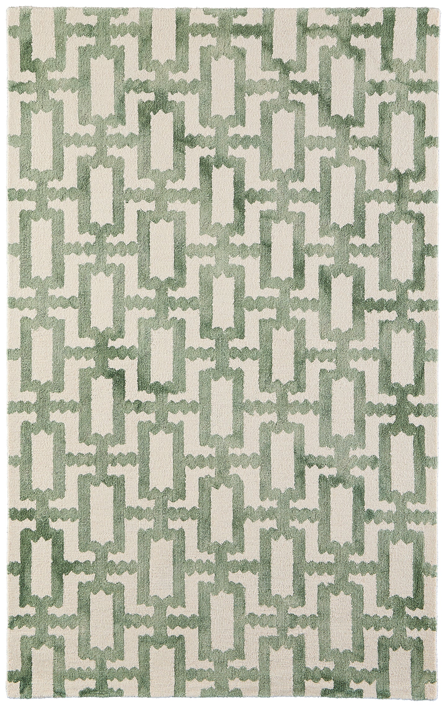 Lorrain Modern/Bohemian & Eclectic/Casual Ivory/Green Accent Rug