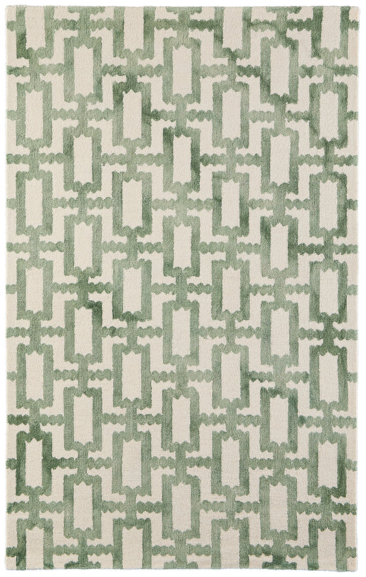 Lorrain Modern/Bohemian & Eclectic/Casual Ivory/Green Area Rug