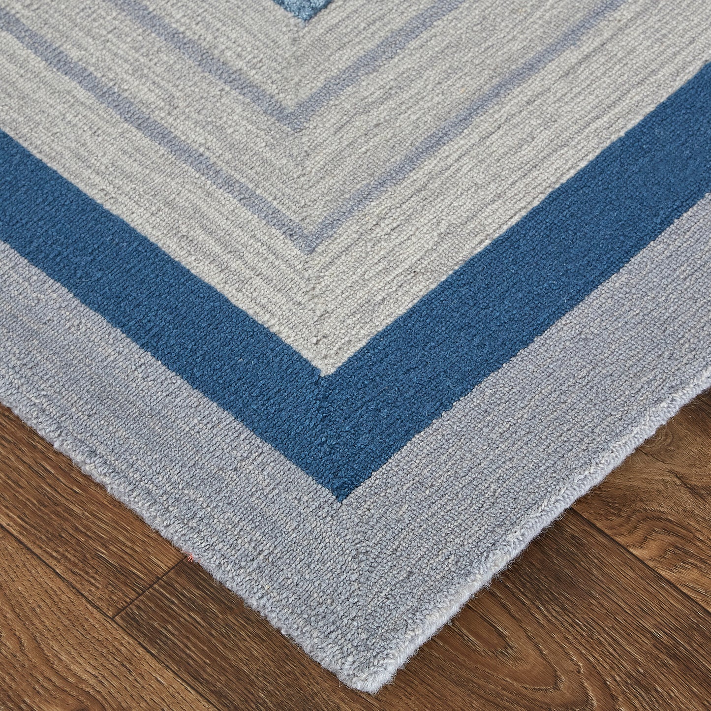Nash Modern/Mid-Century Modern/Industrial Geometric/Color Block/Abstract Blue/Ivory/Gray - Feizy Rug