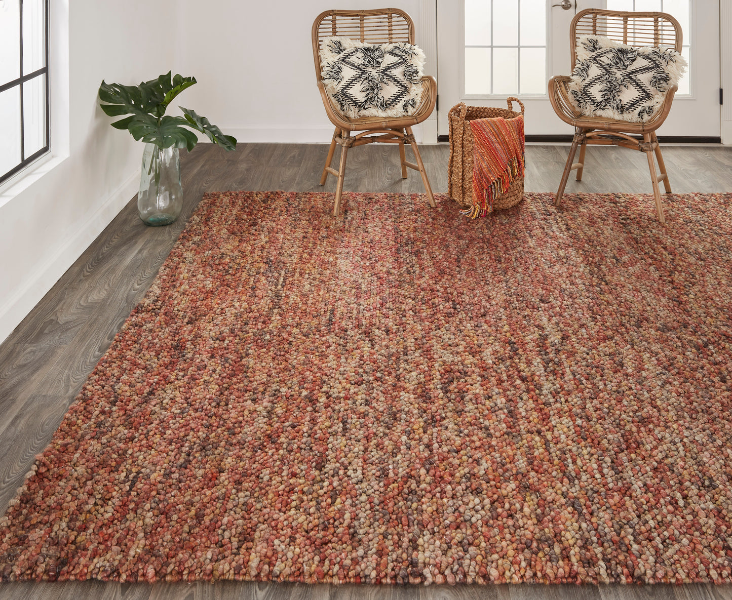 Berkeley Transitional/Casual Brown/Orange/Red Area Rug