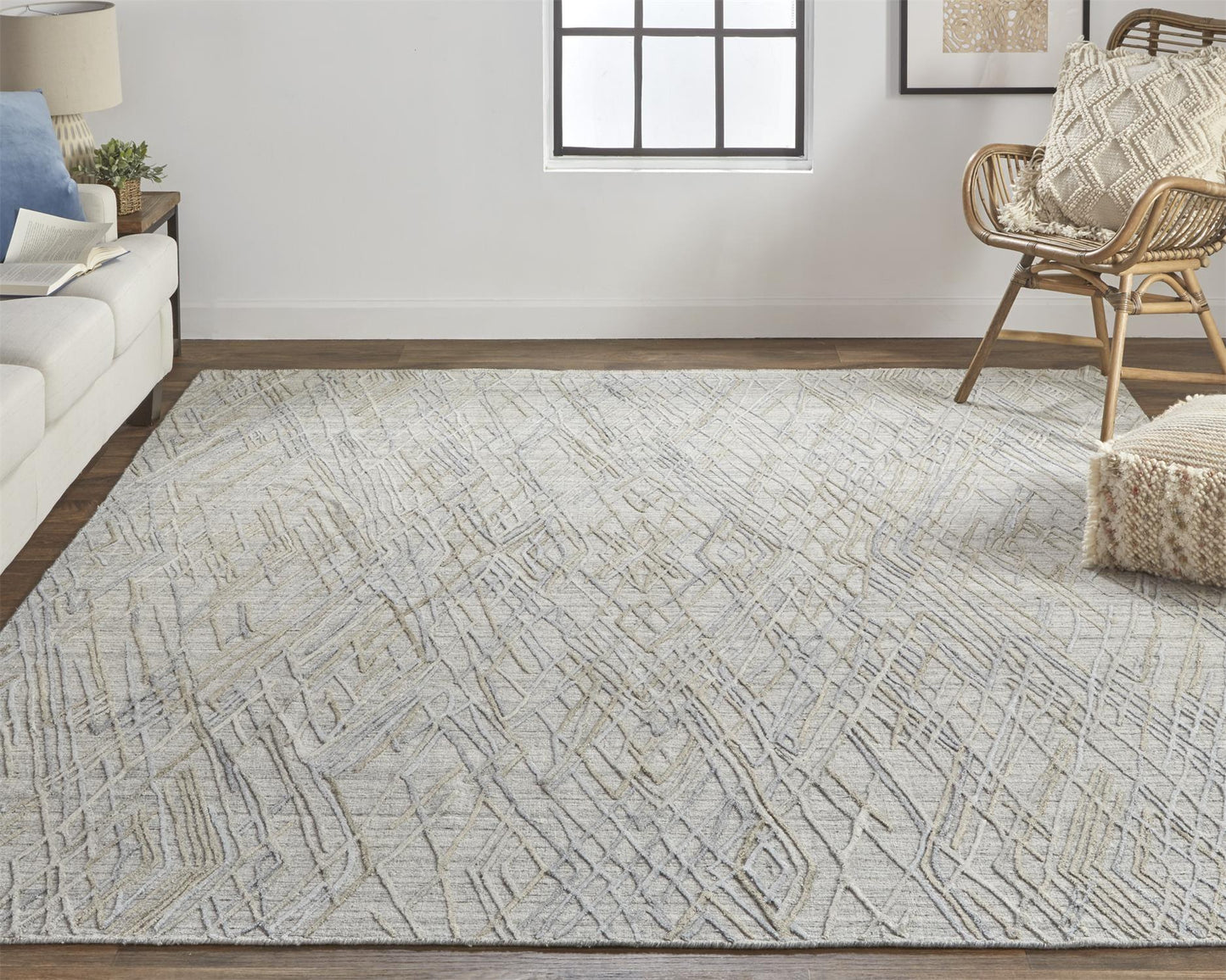 Elias Modern/Casual Gray/Blue Area Rug