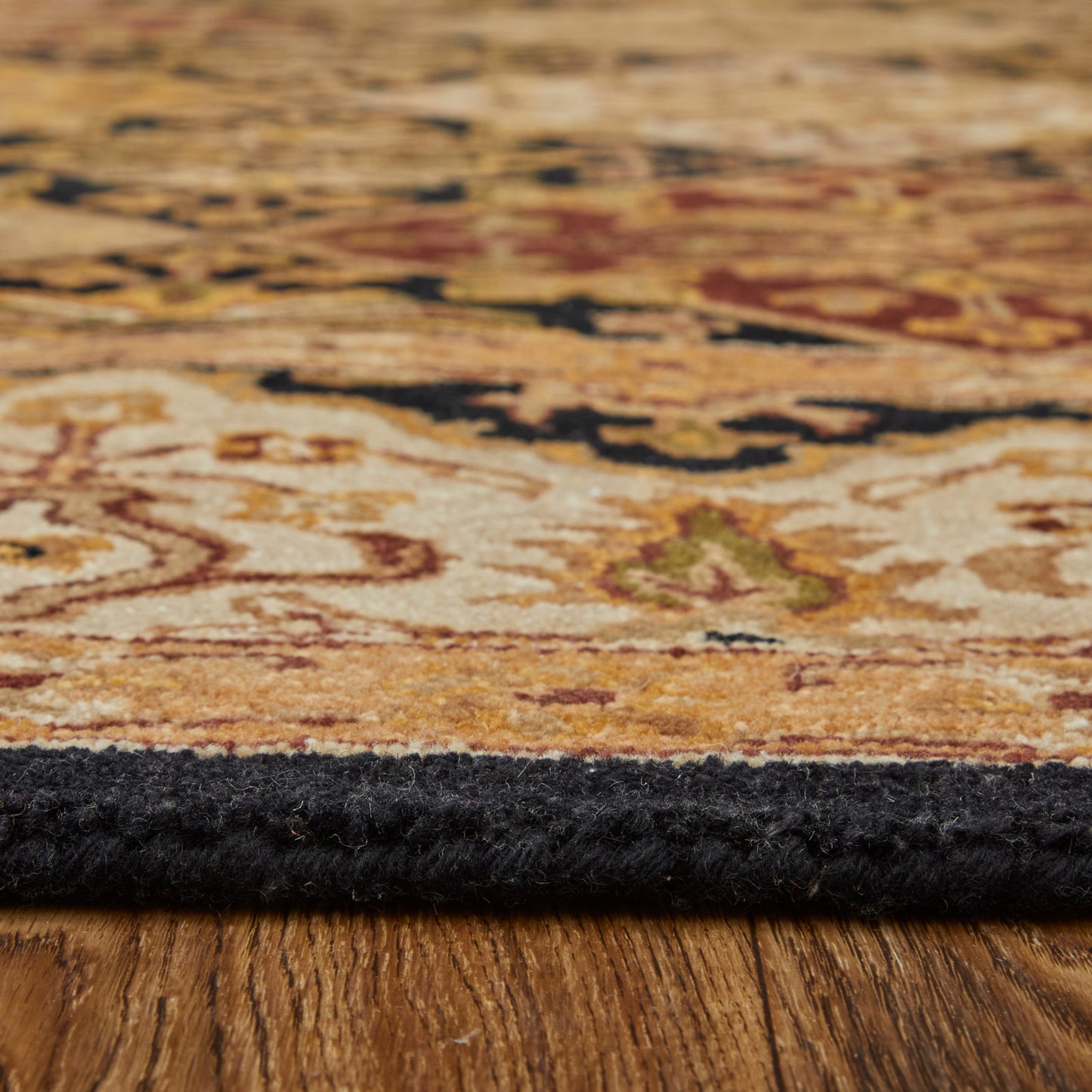 Wagner Traditional/Classic/Vintage Diamond/Persian/Bordered Gold/Tan/Black - Feizy Rug