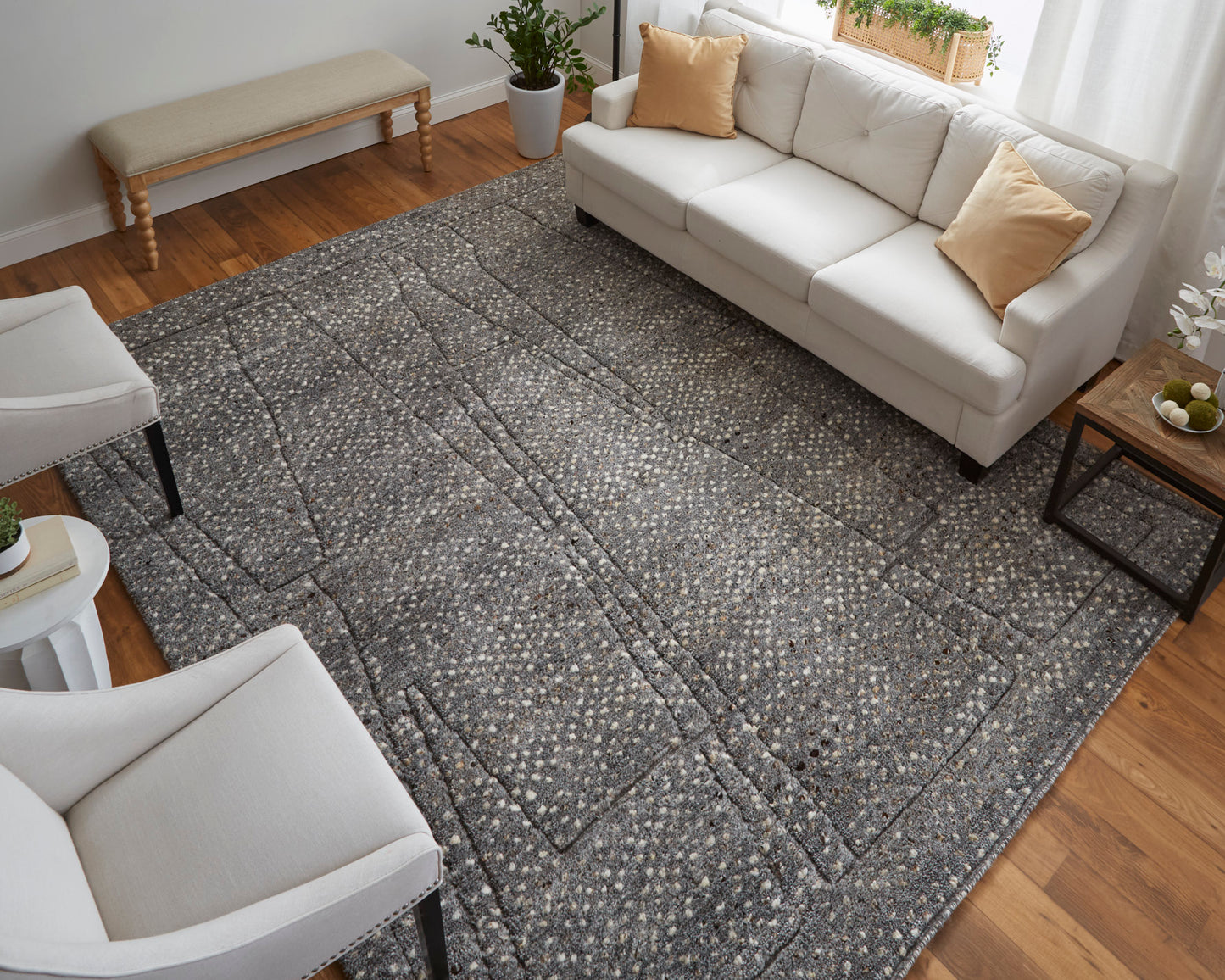 Dering Modern/Casual Polka Dots/Solid Gray/Tan/Taupe - Feizy Rug