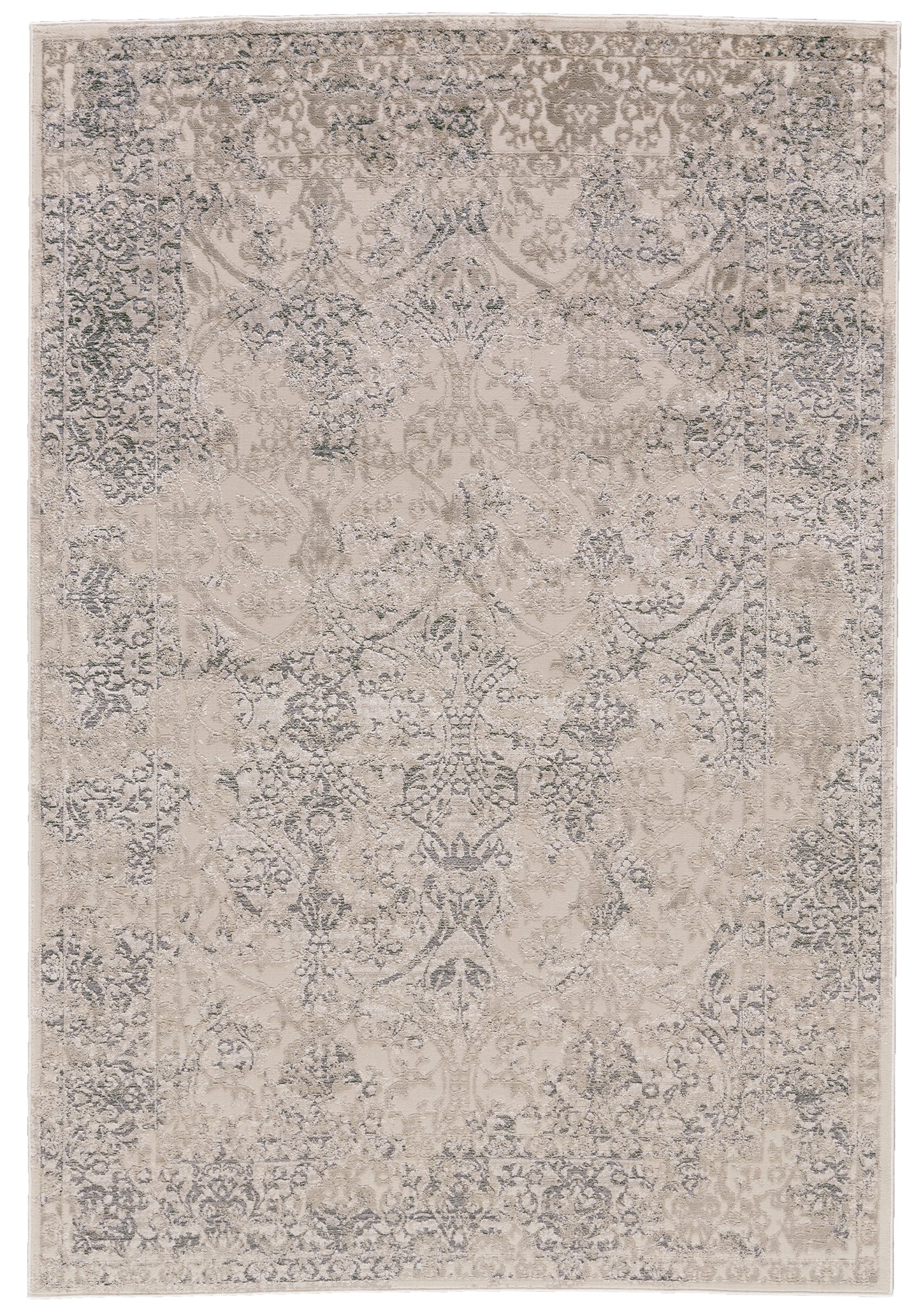 Prasad Modern/Vintage Ivory/Gray/Black Accent Rug  Feizy Rugs Small Parcel,Feizy Rugs,Prasad,Ivory/Gray/Black,1'8" x 2'10",Accent Rug,Polypropylene/Polyester,Modern/Vintage,Turkey