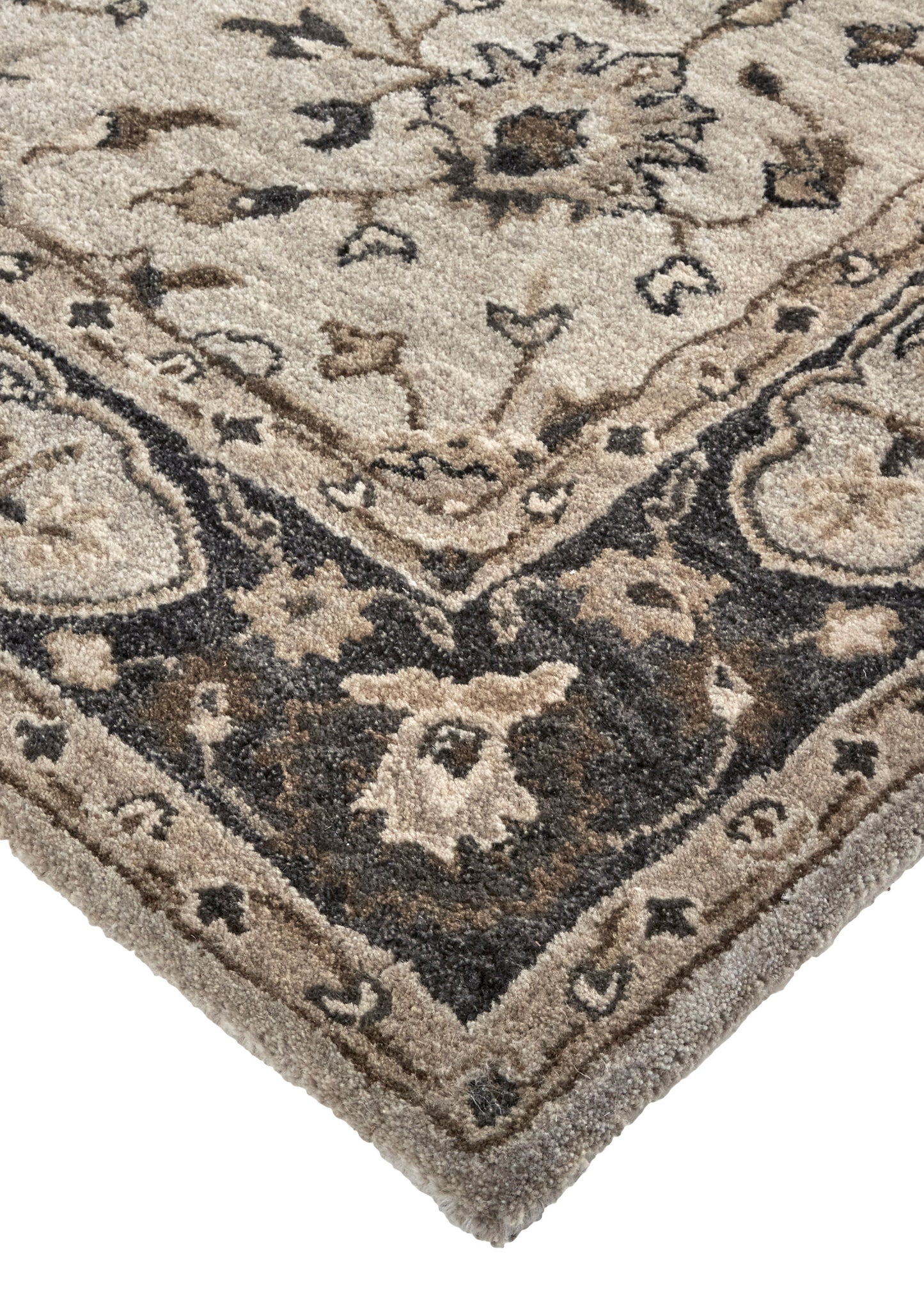 Eaton Traditional/Classic/Persian Oriental/Persian/Bordered Gray/Ivory/Taupe - Feizy Rug