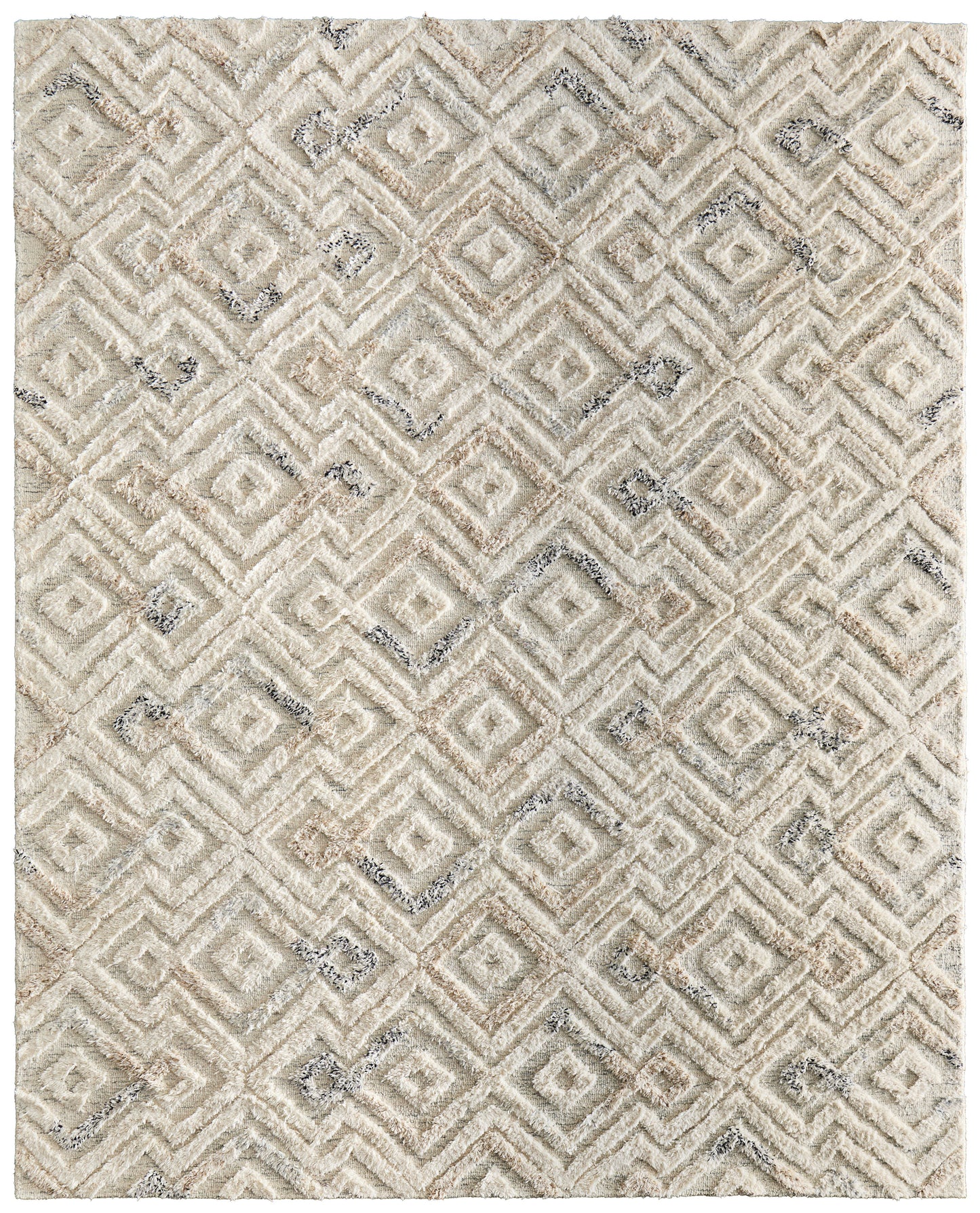 Anica Transitional/Bohemian & Eclectic/Moroccan Moroccan/Geometric/Distressed Ivory/Gray/Black - Feizy Rug