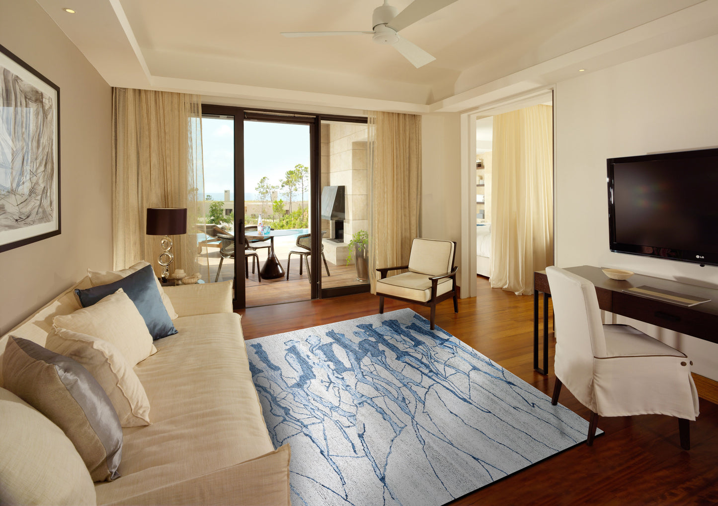 Cosmo Transitional/Casual/Nautical & Coastal Watercolor/Abstract Blue/Green/Ivory - Feizy Rug