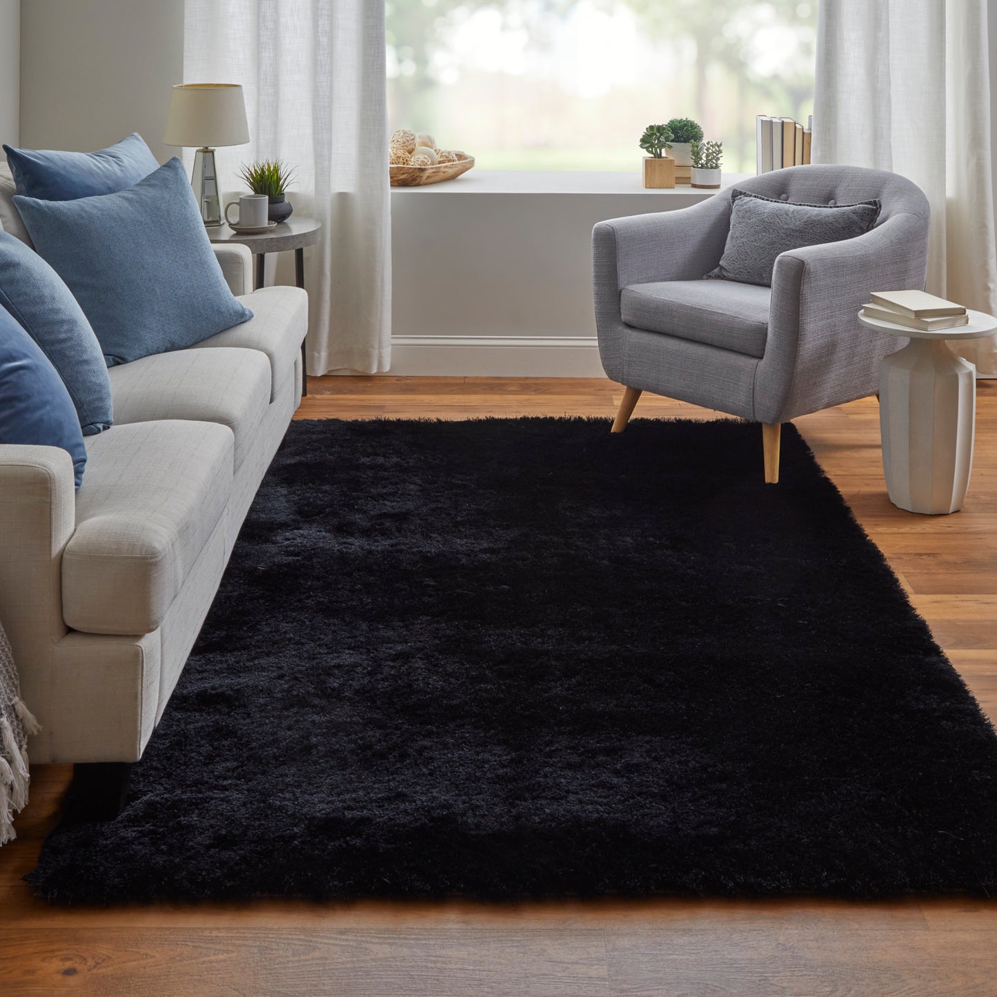 Indochine Modern/Luxury & Glam/Casual Black Area Rug