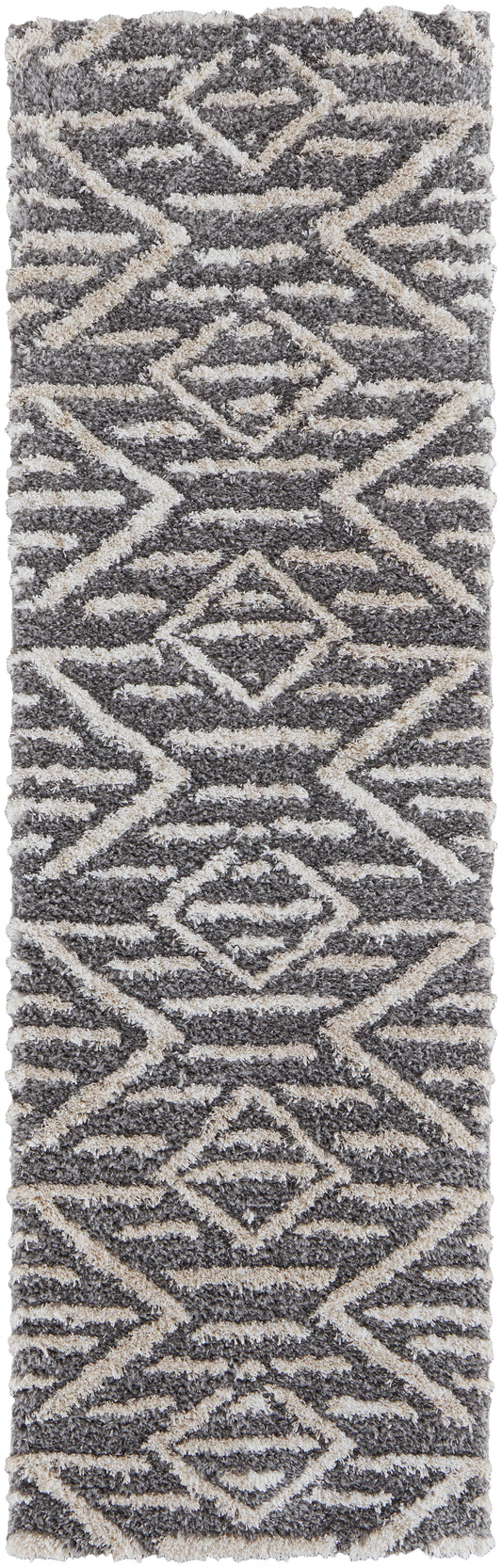 Mynka Transitional/Bohemian & Eclectic/Farmhouse Gray/Ivory Runner  Feizy Rugs Small Parcel,Feizy Rugs,Mynka,Gray/Ivory,2'6" x 8',Runner,Polyester,Transitional/Bohemian & Eclectic/Farmhouse,Turkey